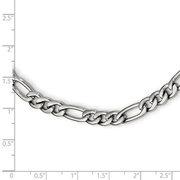 6mm Stainless Steel Polished Figaro Chain Necklace, 24 Inch - Picture 5 of 8